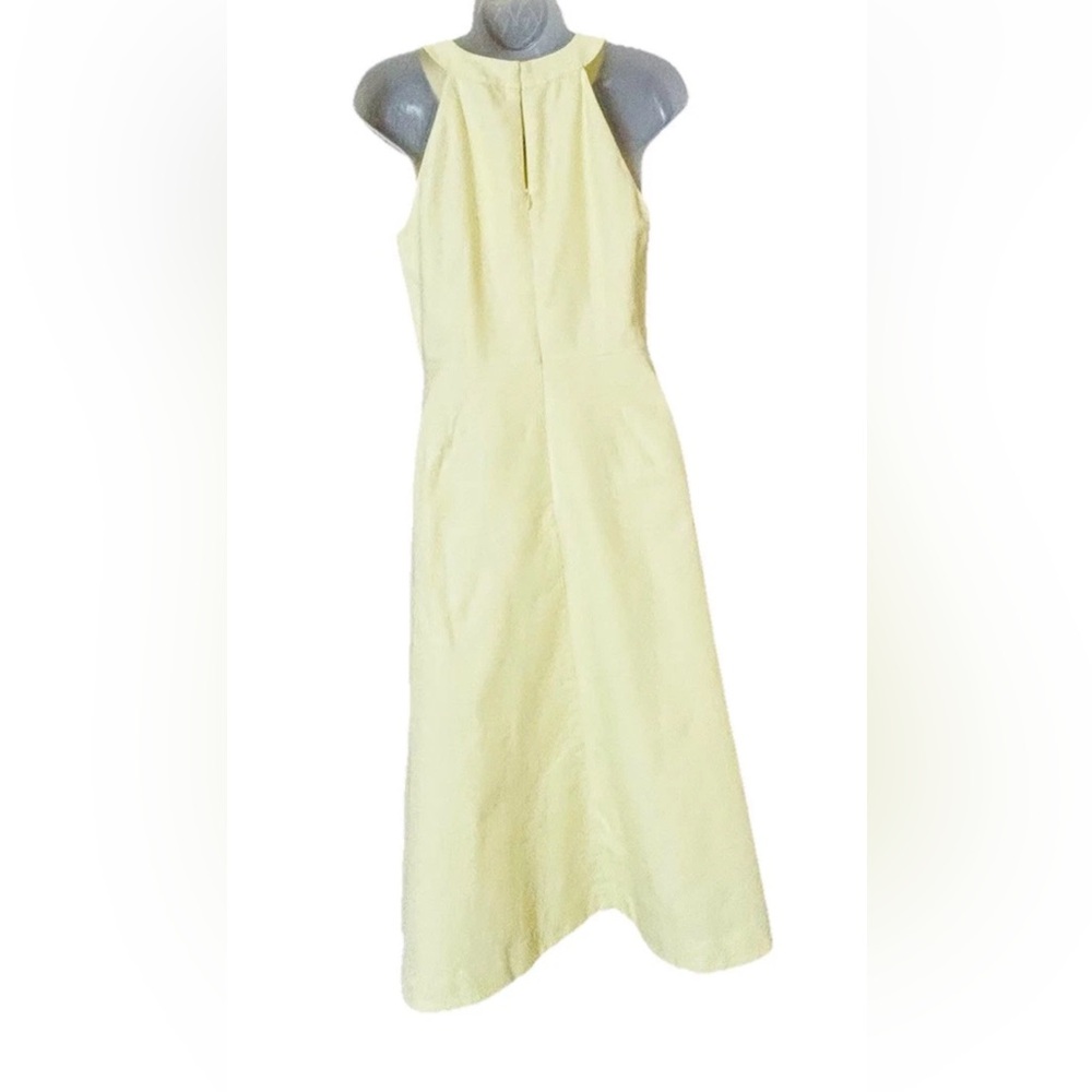 Ann Taylor Size 2 Linen Cotton Lined Midi Dress Buttercream Yellow Halter NWT - Picture 4 of 12
